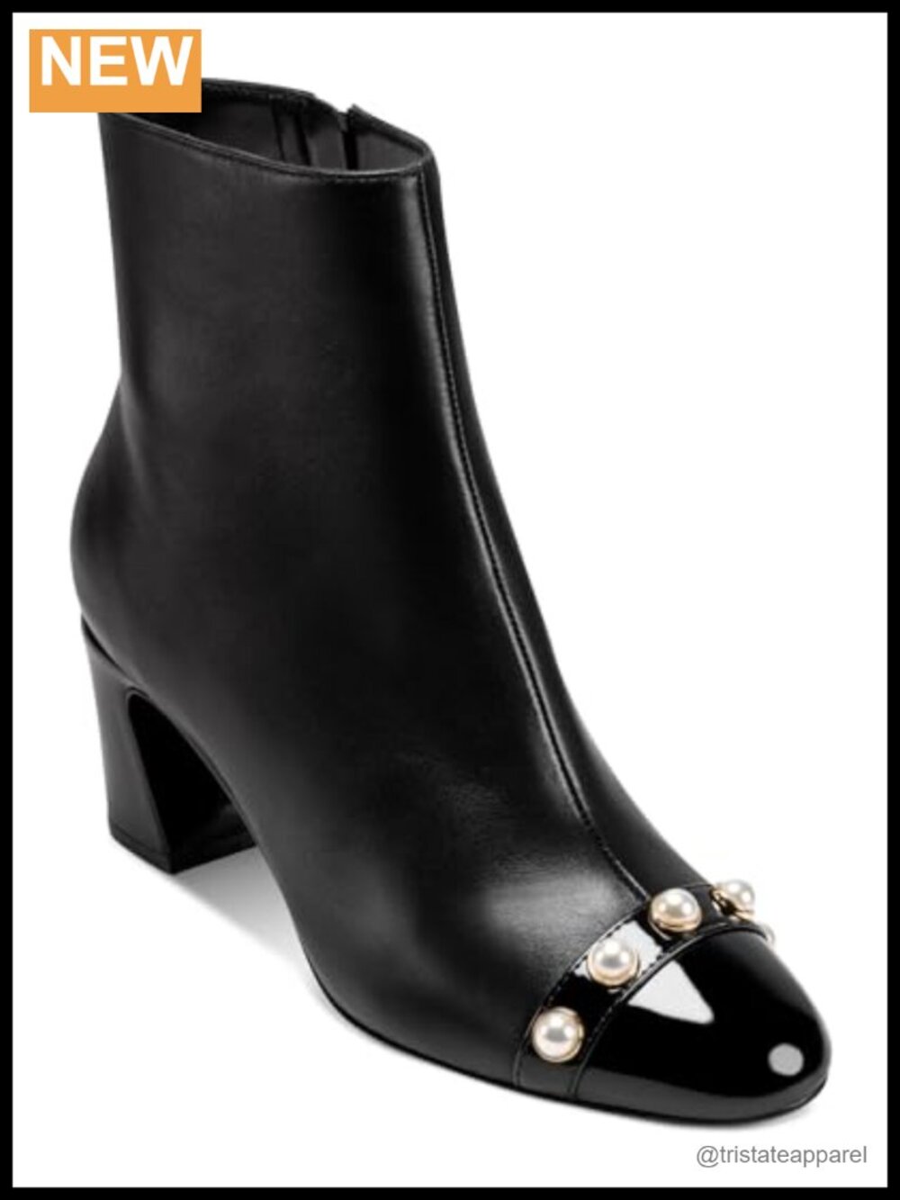 Karl Lagerfeld Daylyn Bootie Pearl Embellishments Suede Block Heel